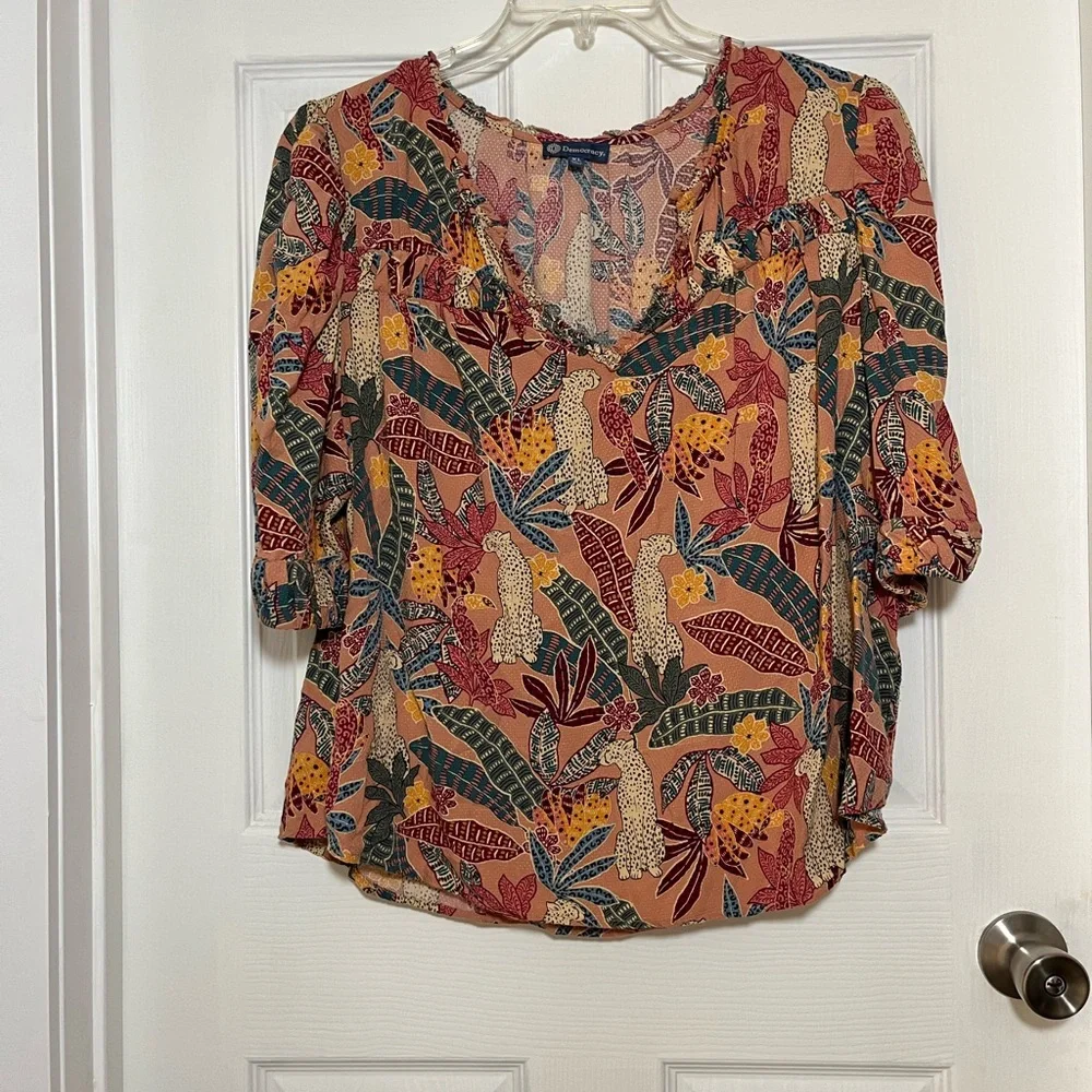 Democracy Multicolor Jungle Print Blouse - Picture 1 of 8